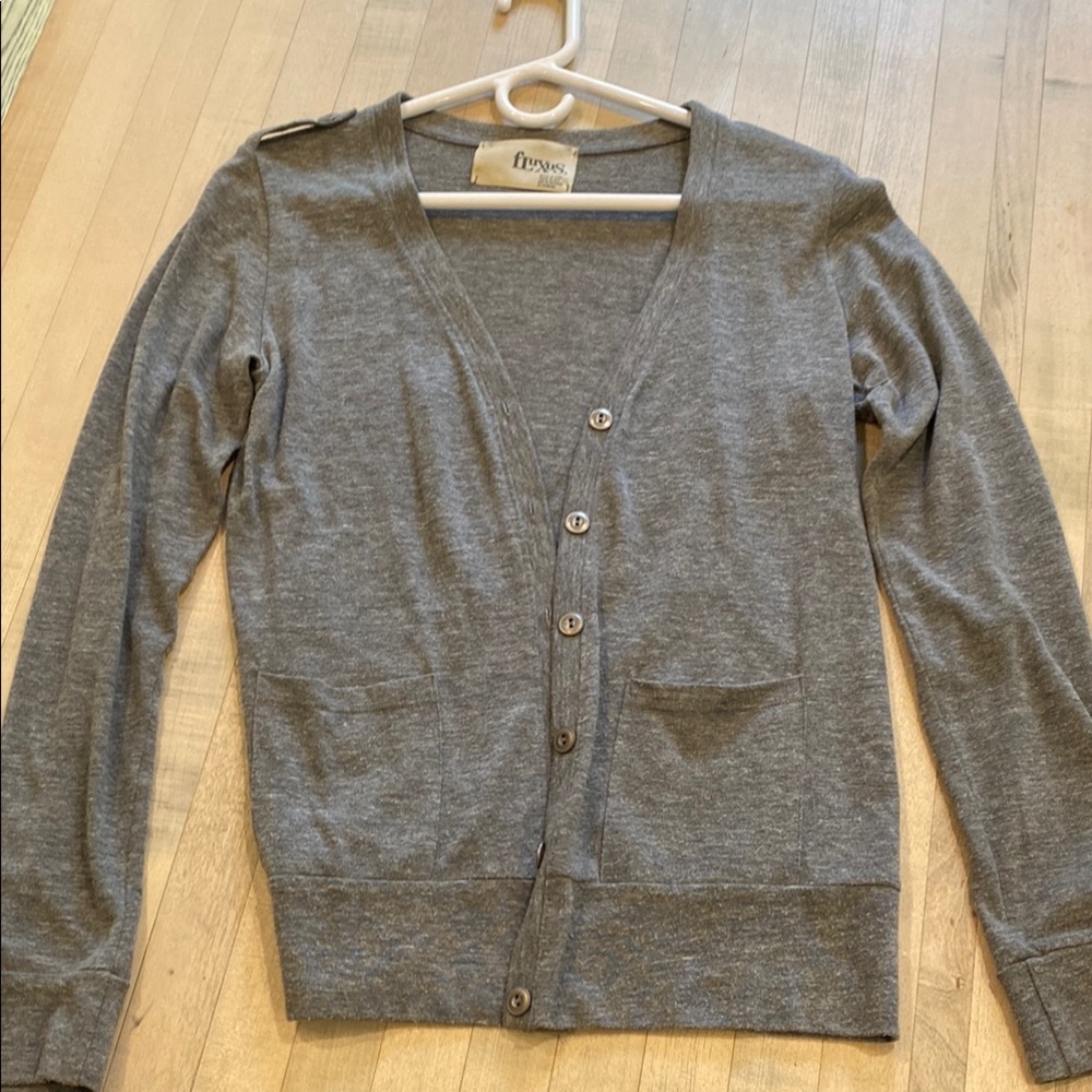 Fluxus Gray Button-Up Cardigan